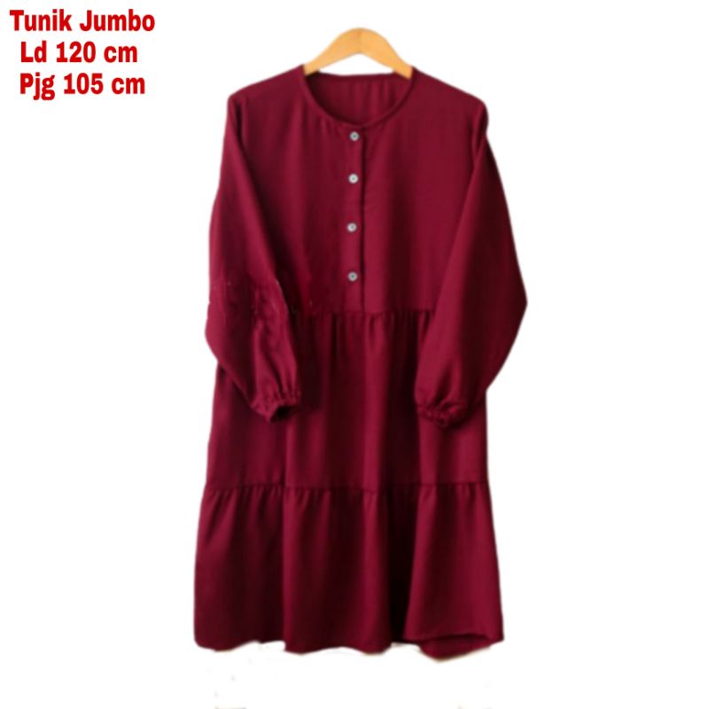 Tunik wanita Jumbo XXL LD 120 CM Rempel Perut Full Keliling Bahan Moscrepe Premium Import  Atasan Baju Tunik Cewek Dewasa Big Size Terbaru 2023 Kekinian Wiza