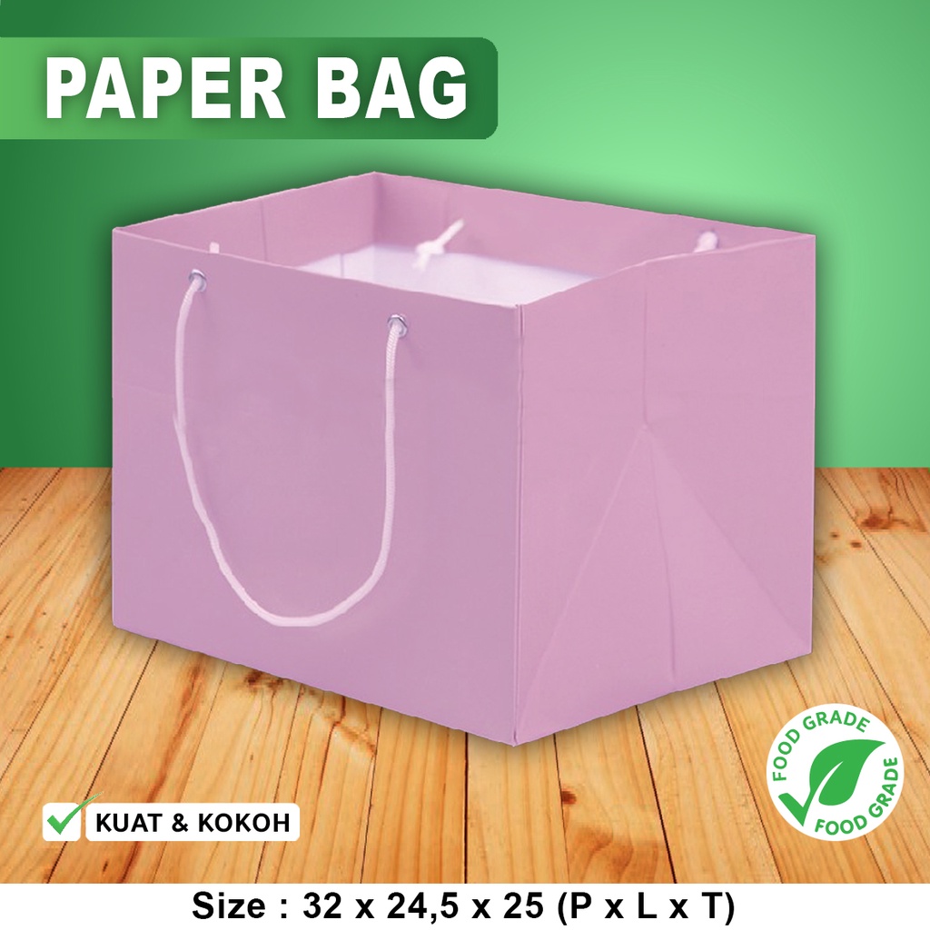 

Paper Bag untuk - Box Donat isi 6 32 x 24.5 x 25 cm - PINK (10 pcs)