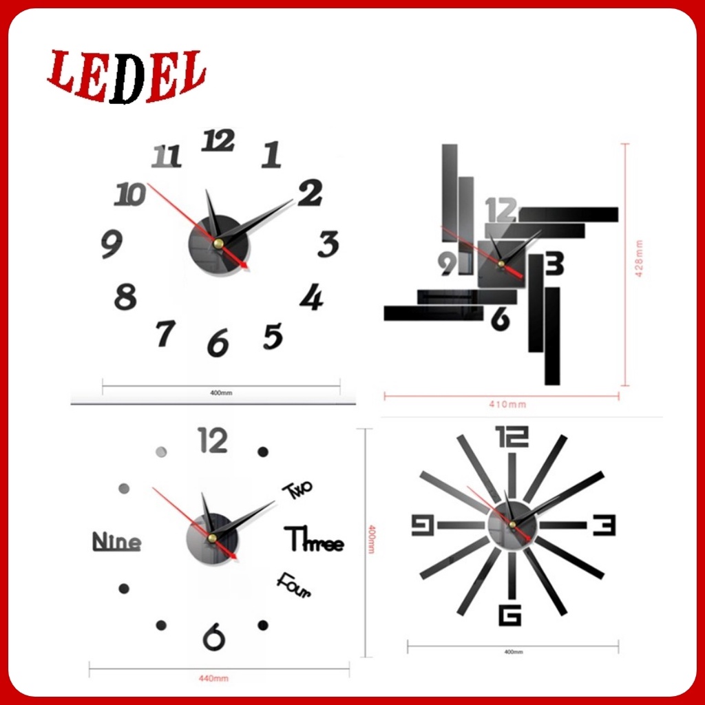 Jam Dinding tempel DIY wall clock time rumah kantor Diameter 40cm Silent Original jam hias 3D