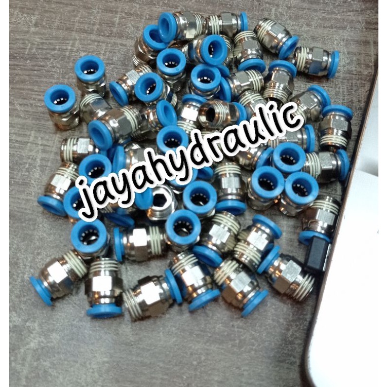 MPC 12-03 fitting pneumatic lurus selang 12mm drat 3/8" / PC 12-03