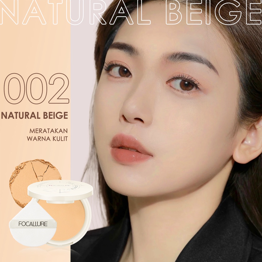 FOCALLURE Natural Oil-control Powder Stay-Matte Bedak Hingga 12 Jam Powder Professional Brand Pressed FA236