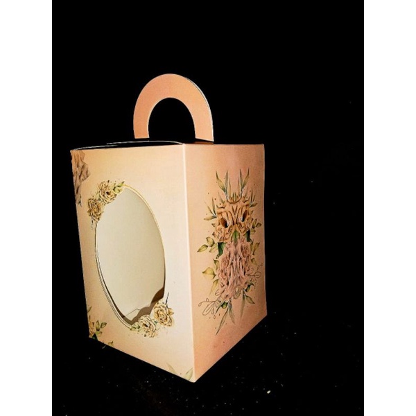 

Box souvenir mug/Jar 10x10x14 Peach Cr Flower