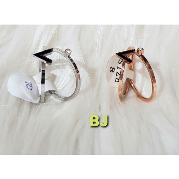 CINCIN SET ISI 2 MODEL TIPIS MATA SATU & HURUF V/ CINCIN TITANIUM/ AKSESORIS WANITA