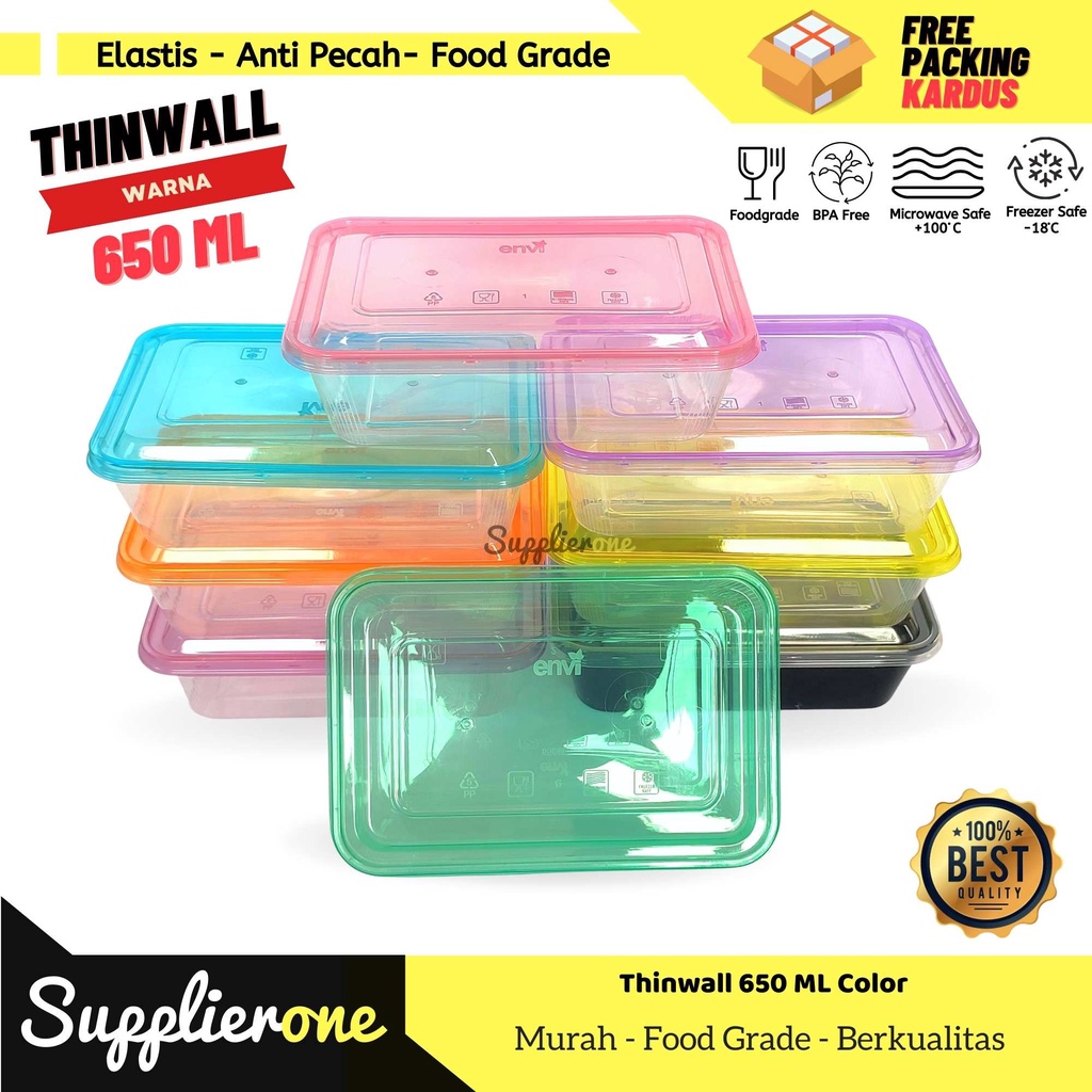 Thinwall 650 ml Warna / Thinwall Special Edition Warna / Lunch Box Plastik / Wadah plastik / Food Co