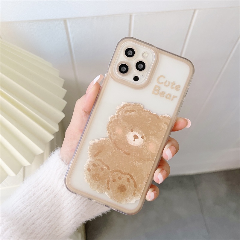 Soft Case Hp Gambar Kartun Beruang Tahan Goncangan Untuk  Casing Compatible for iPhone 13 12 11 Pro Max IPhone Xs Max X Xr iPhone 7 8 6 6s Plus SE 2020 Phone Case