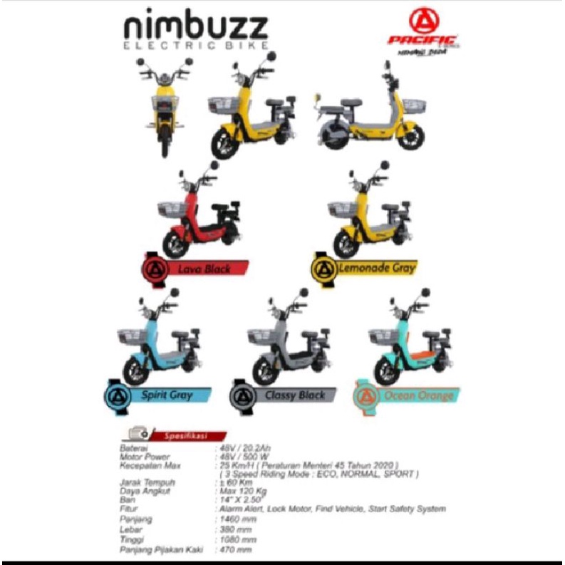 PROMO GRATIS ONGKIR SEPEDA LISTRIK PACIFIC NIMBUZZ Electric E Bike 500 watt