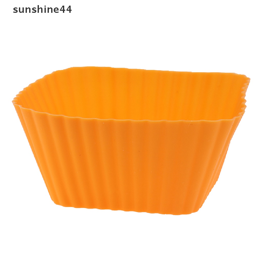 Sunshine 1 / 6Pcs Cetakan Jelly / Puding / Muffin Bentuk Kotak Bahan Silikon Ukuran 7cm