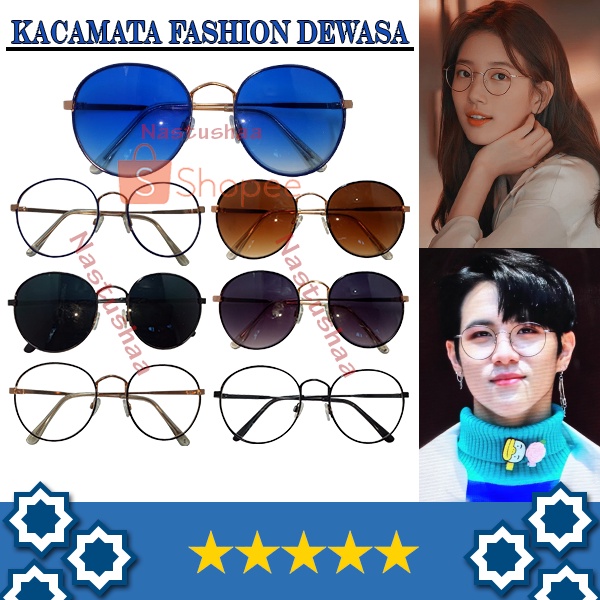 Kacamata Oval Fashion Sungglases Korean Style Lensa Gelap Transparan Gaya Unisex Kaca Mata Lensa Anti UV NOCASE