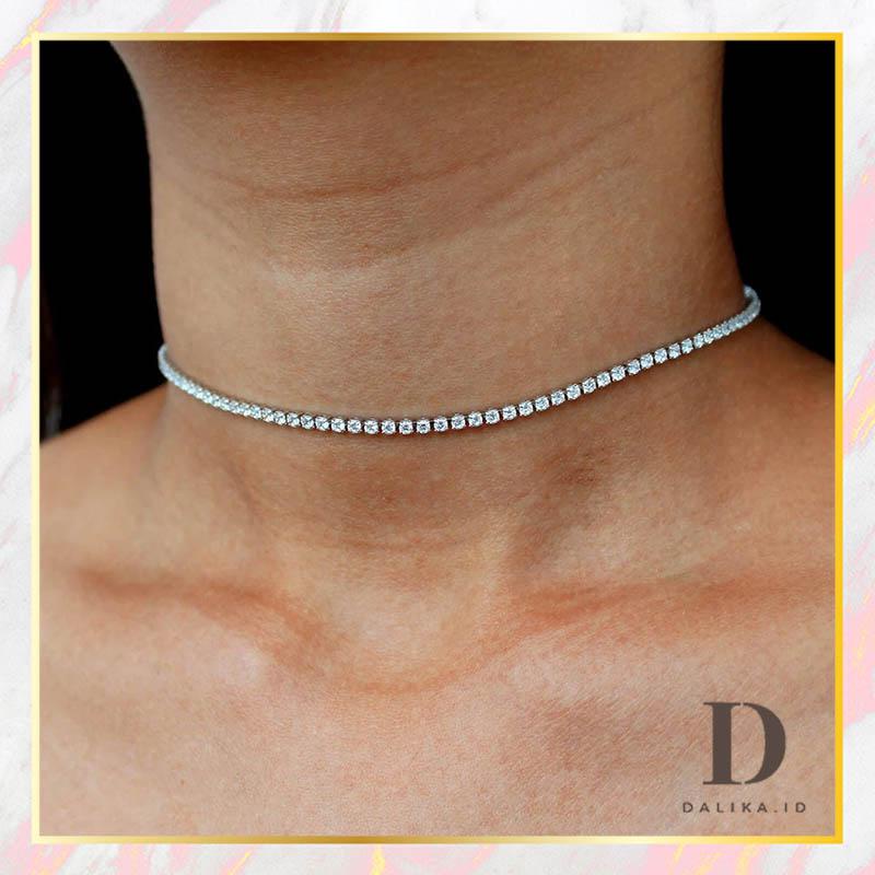 Kalung Choker Melingkar Permata Diamond Imitasi Dalika