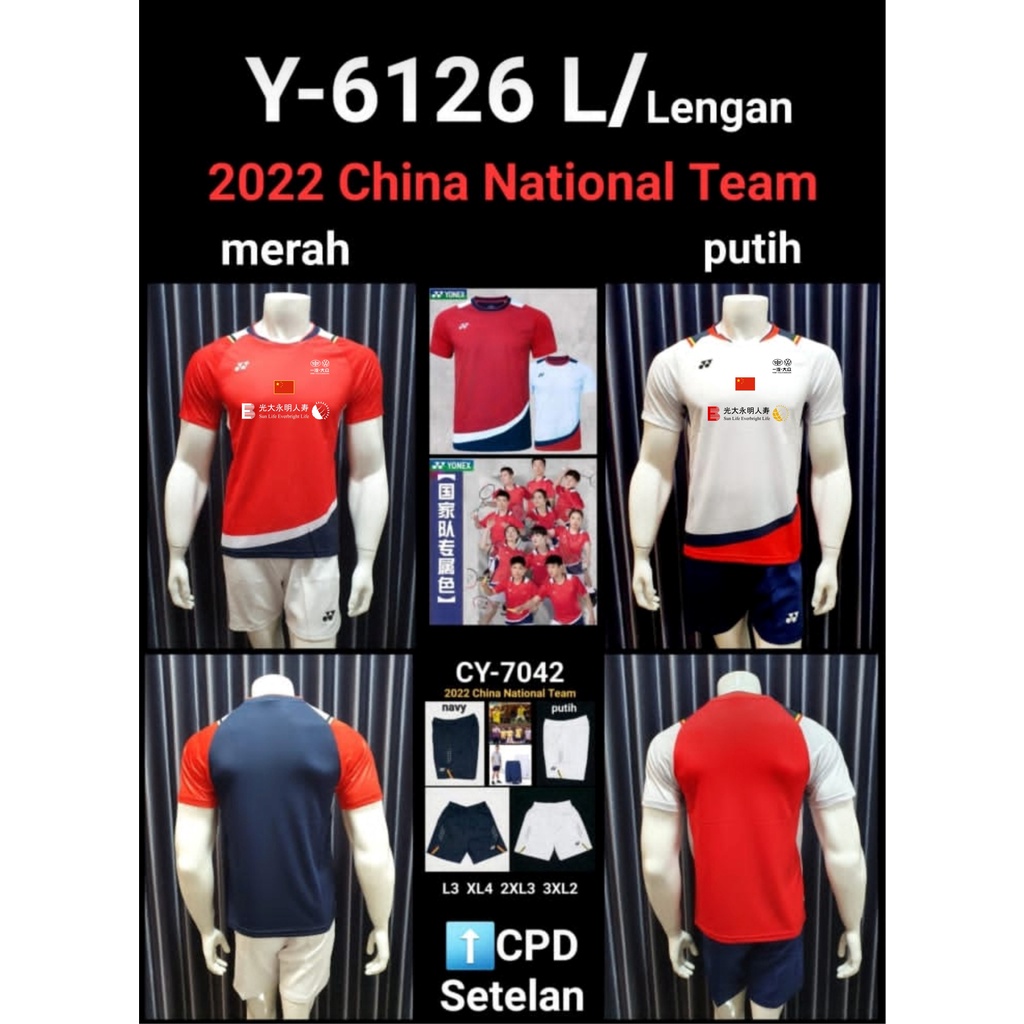 Jersey badminton Yonex Y6126 Import Grade Original lengkap dengan sablon sponsor tim China