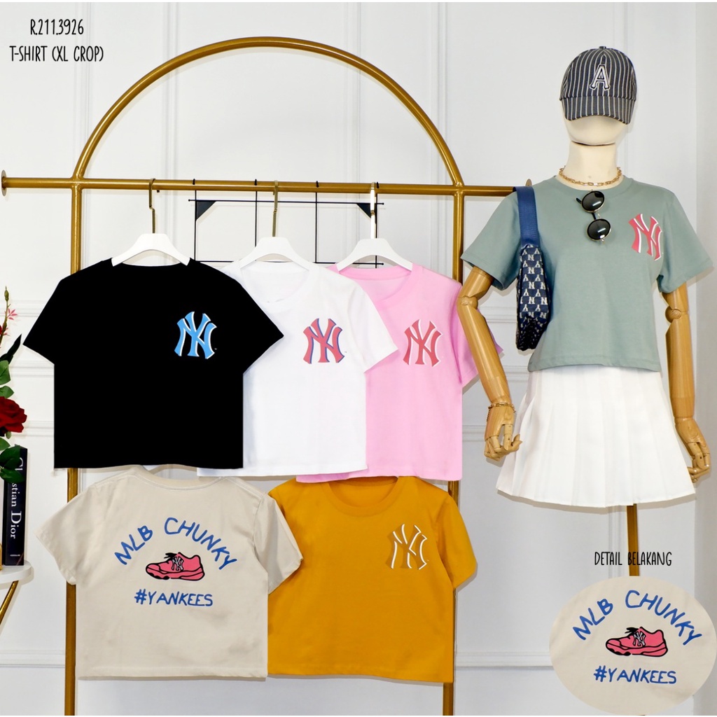 KAOS CROP WANITA / CROP TOP / TSHIRT / TUMBLR TEE / BAJU SANTAI MLB CHUNCKY
