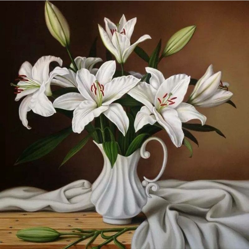 Hiasan dinding cetak gambar bunga cantik plus bingkai