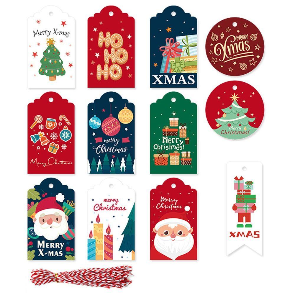 R-FLOWER Kartu Pesta Kraft Tag Natal Santa Claus Kraft Paper Xmas Dekorasi Xmas Label