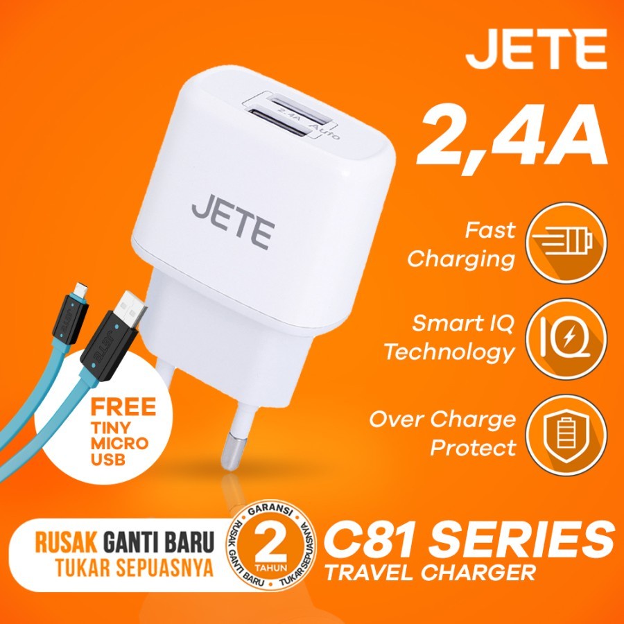 JETE C81 Charger Dual Output 2.4A Fast Charging