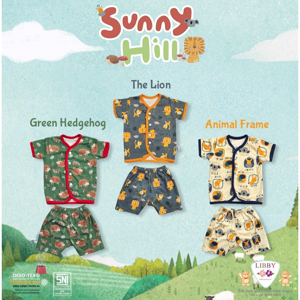 Libby Setelan Baju Lengan Pendek Kancing Depan Celana Pendek - Sunny Hill Series (3 Pcs)