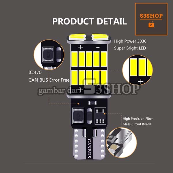 Lampu LED T10 CANBUS 26 SMD 4014 Error Free Superbright Senja Sein