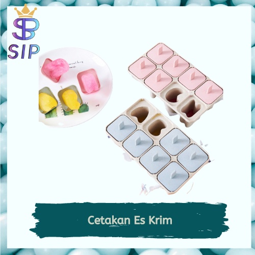 Cetakan Es Krim Stik Kotak Mini / Cetakan Ice Cream Stick Jelly 8 Slot Es Loli DIY Beserta Lucu Es Batu Bulat