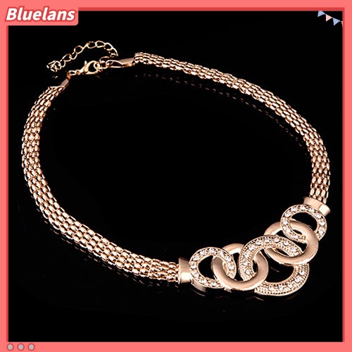 Bluelans Women Bridal Crystal Choker Necklace Earring Bracelet Chandelier Ring Jewelry Set