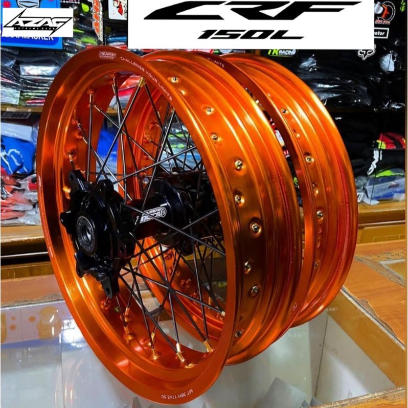 VELG SET WHELSET CRF 150 L SUPERMOTO VELG SCARLET TROMOL SCARLET 17 300 350