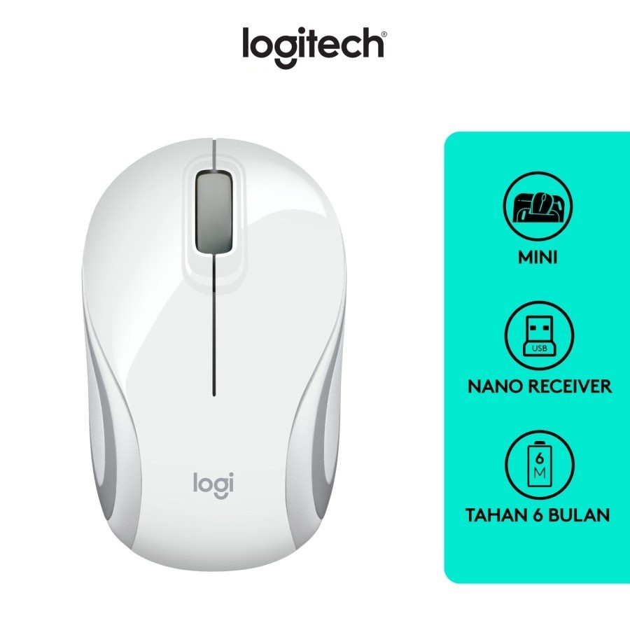 White MOUSE MINI WIRELESS LOGITECH M187 WHITE 100% Original PUTIH RESMI