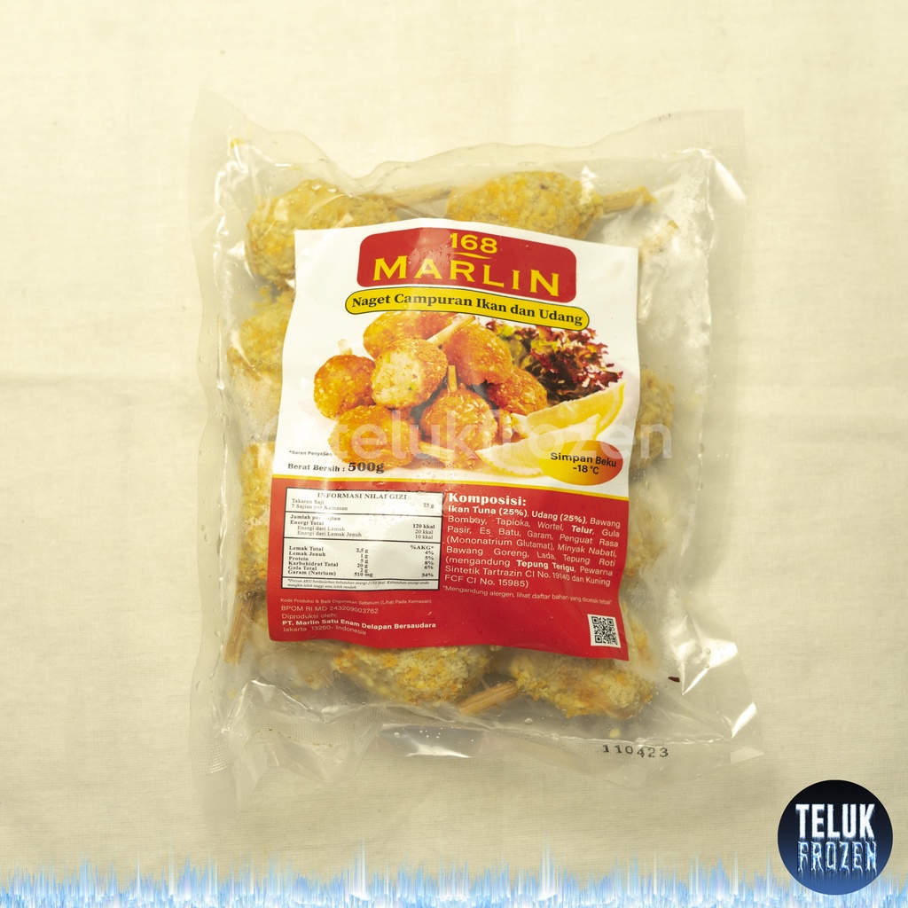 

kaki naga naget campuran udang marlin 168 / frozen food nugget ikan / 500 gr / 500g 400g 400 gram 400 gr