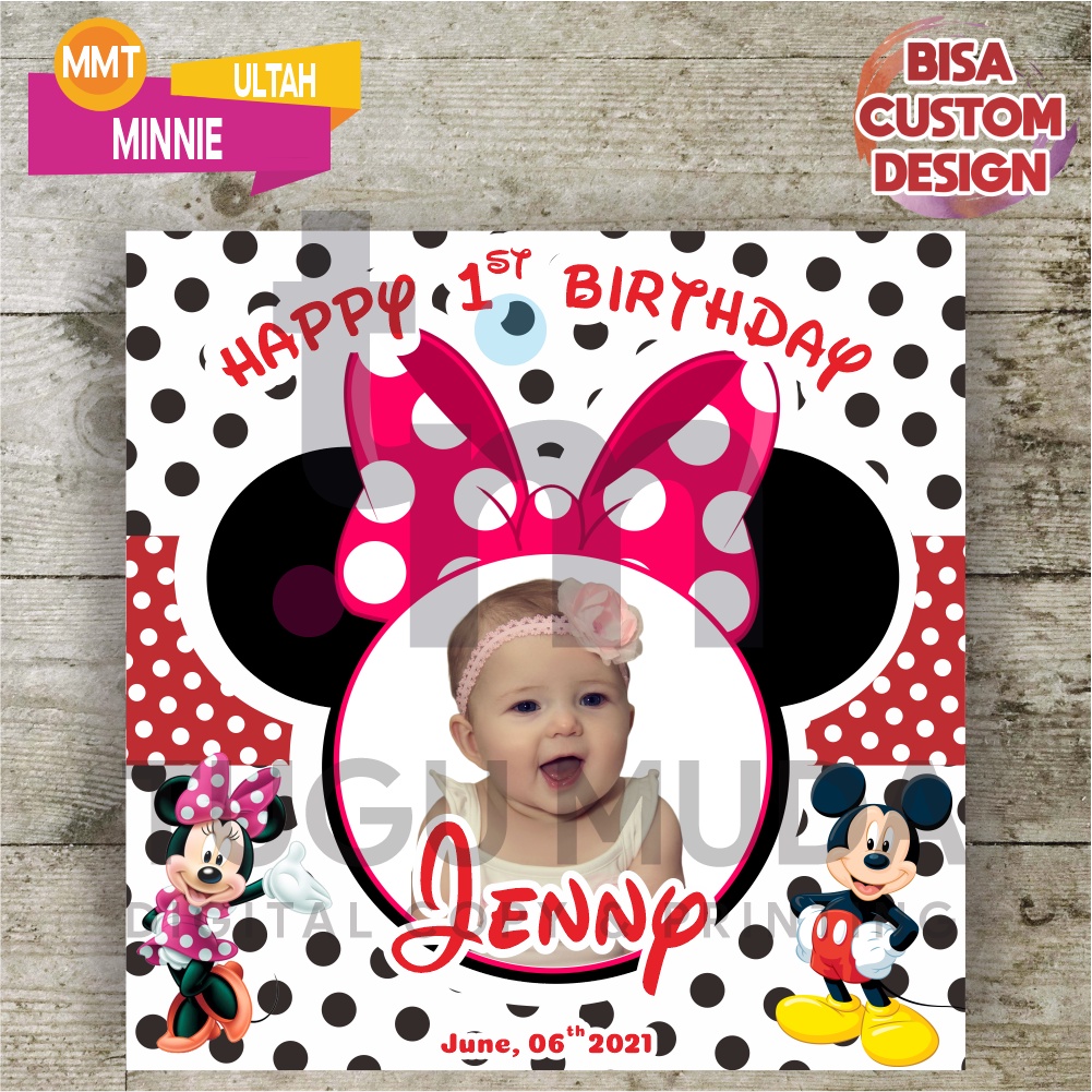 Cetak Banner|Backdrop|Spanduk Ultah / Ulang Tahun Anak - MINNIE MOUSE MICKEY MOUSE MINI MIKI