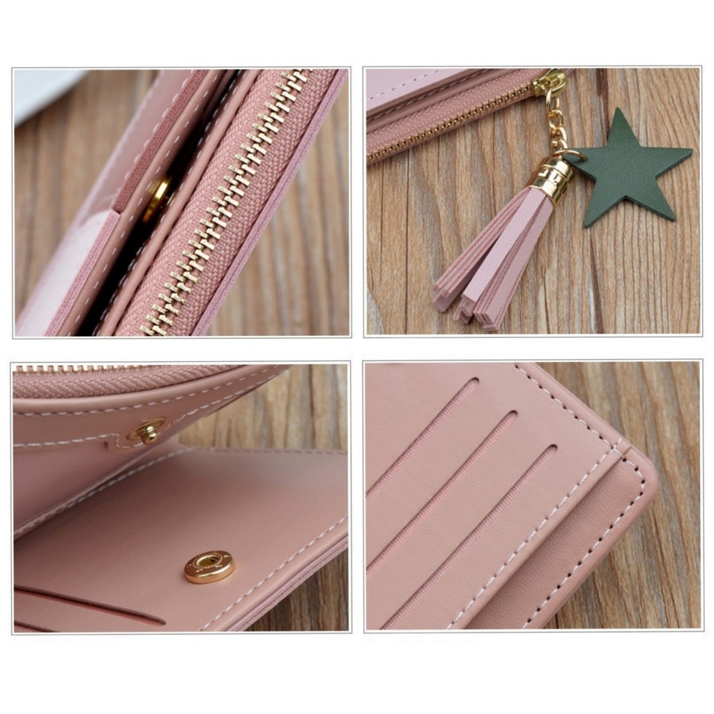 DOMPET LIPAT WANITA MINI IMPORT KULIT CHELORA SLOT KARTU KOIN KECIL LUCU PENDEK KOREA FASHION REMAJA KEKINIAN SIMPLE BRANDED BATAM CEWEK MURAH PREMIUM