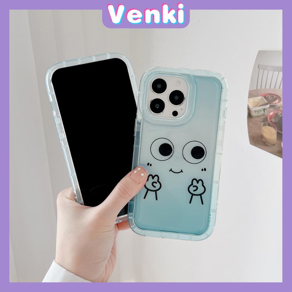 Case For iPhone 14 Pro Max TPU Soft Jelly Airbag Case Cute Funny Face Clear Blue Case Camera Protection Shockproof For iPhone 14 13 12 11 Plus Pro Max 7 Plus X XR