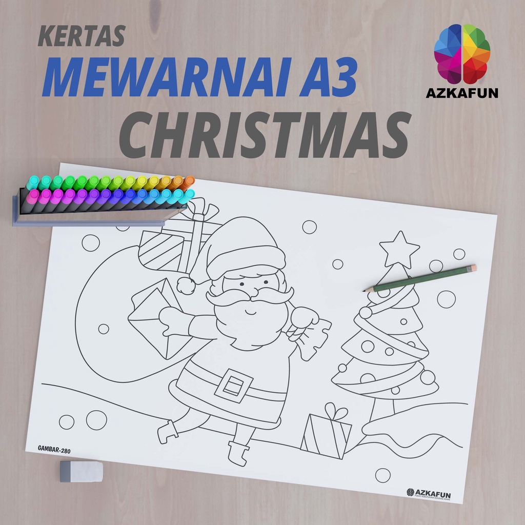 

Kertas Mewarnai A3 CHRISTMAS - Mewarnai tema natal