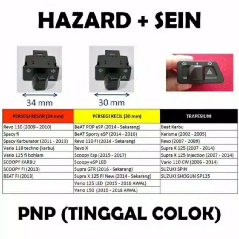 Saklar Hazard sein motor Flash Beat Scoopy Vario Mio dan motor lain high Quality