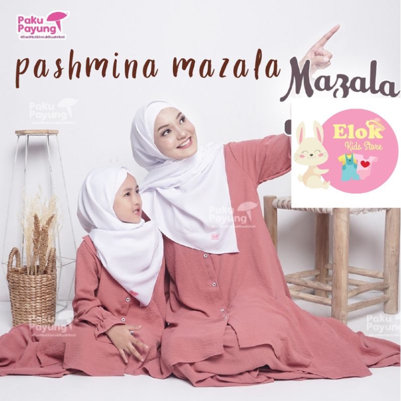 Pashmina Mazala Original By Paku Payung PPC Jilbab Syal Kerudung Untuk Set Rok Tunik Mazala Majala P