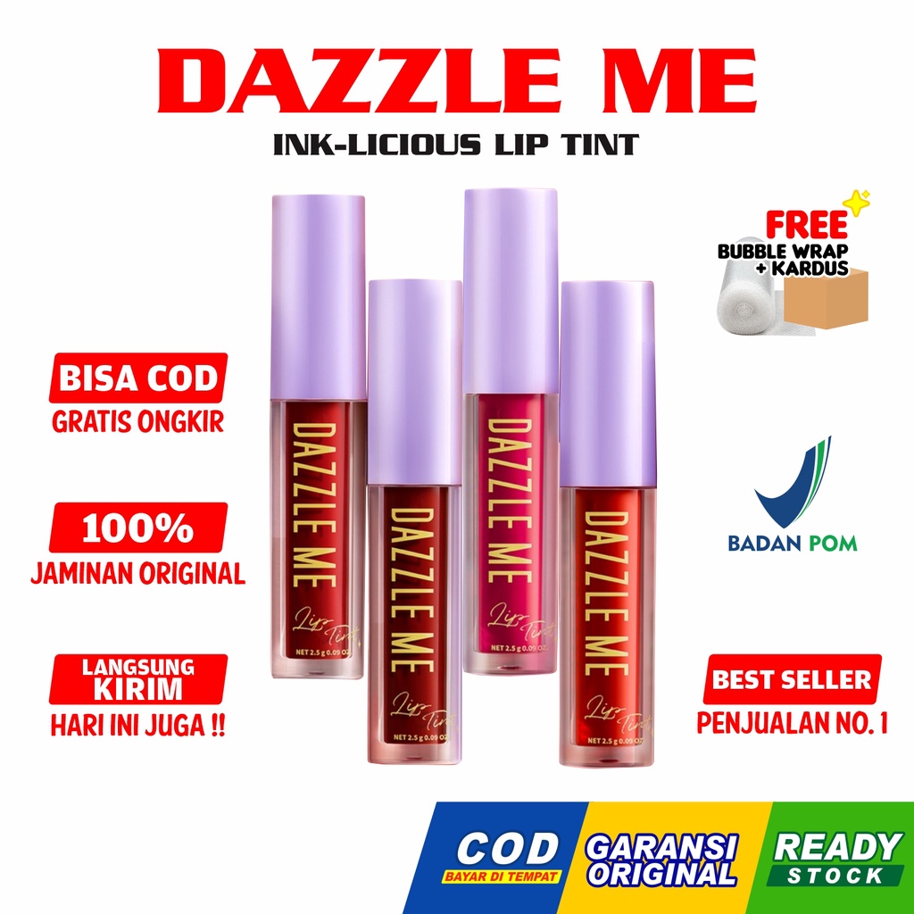 DAZZLE ME Ink-Licious Lip Tint Long Lasting Water-proof &amp; Transfer-proof BPOM Original