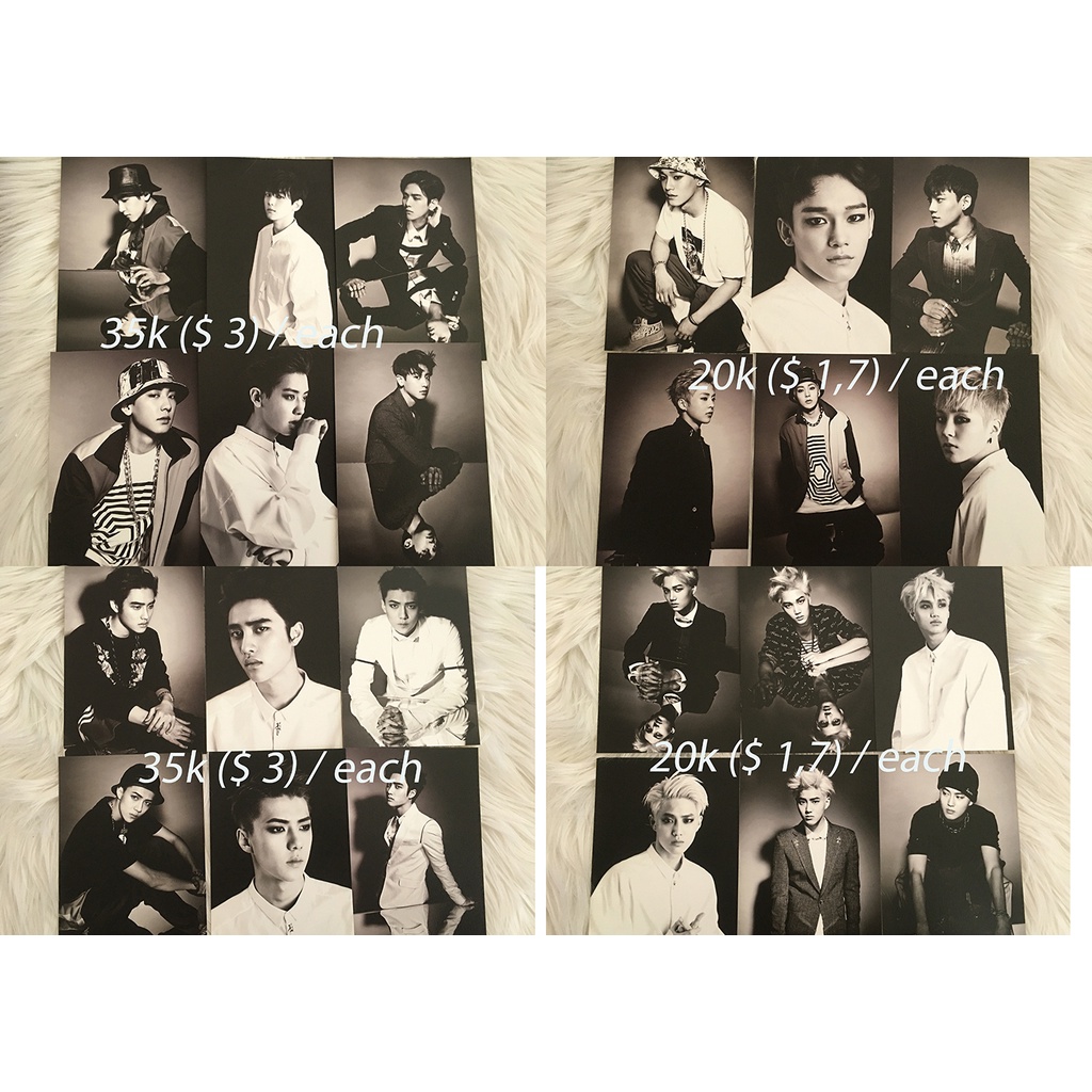 READYSTOCK POSTCARD BAEKHYUN CHANYEOL SEHUN D.O. DO KYUNGSOO KAI SUHO CHEN XIUMIN LAY TAO LUHAN EXO 