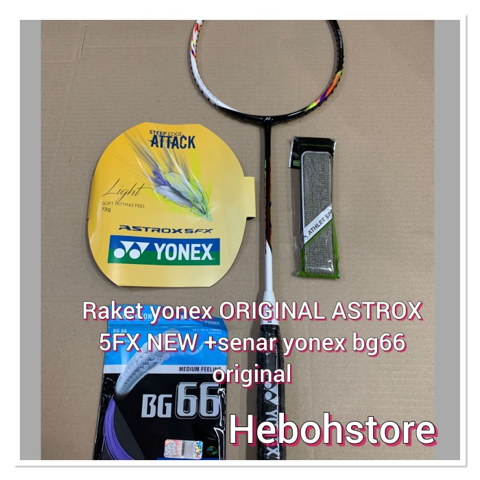 Raket Badminton YONEX ASTROX 5 FX+grip+senar YONEX BG66 original ELMA