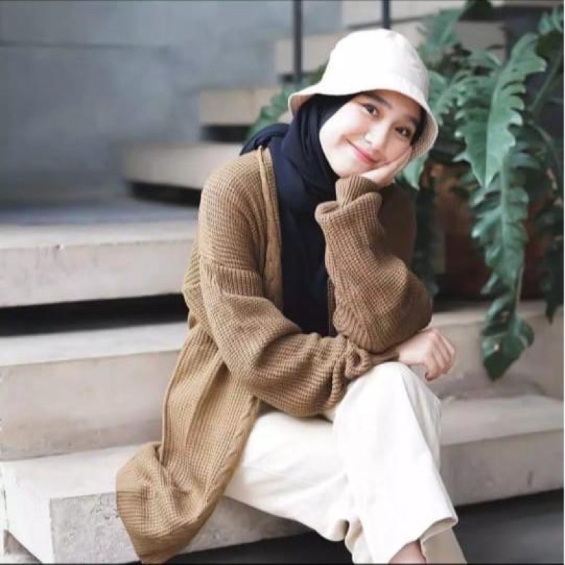 MINORI LONG CARDIGAN RAJUT MOTIF CABLE RAJUT BY DRA474