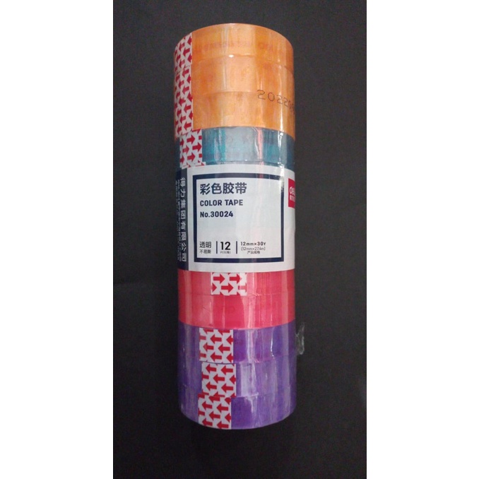 

Solasi Warna Deli 30024 12 mm x 30 Y 1 slot isi 12 pcs / Color Tape deli
