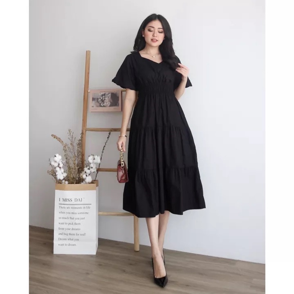 Dress SALSA Midi [Dress NATAL]Fit & Flare/Skater Korean Style Jumbo Rayon Twill