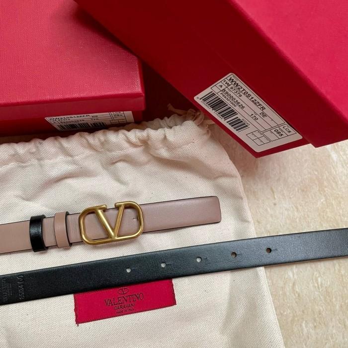 Valentino Vlogo Reversible Belt 2cm in nude/black ghw