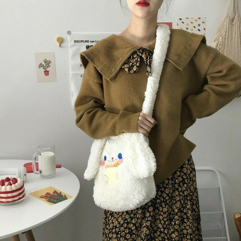 RC Tote Bag Wanita Piyopiyo | Bahan Bulu import dari korea | Murah Bisa COD