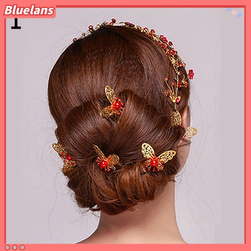 Bluelans 6pcs Jepit Rambut Bentuk U Desain Kupu-Kupu Untuk Aksesoris Pesta Pernikahan