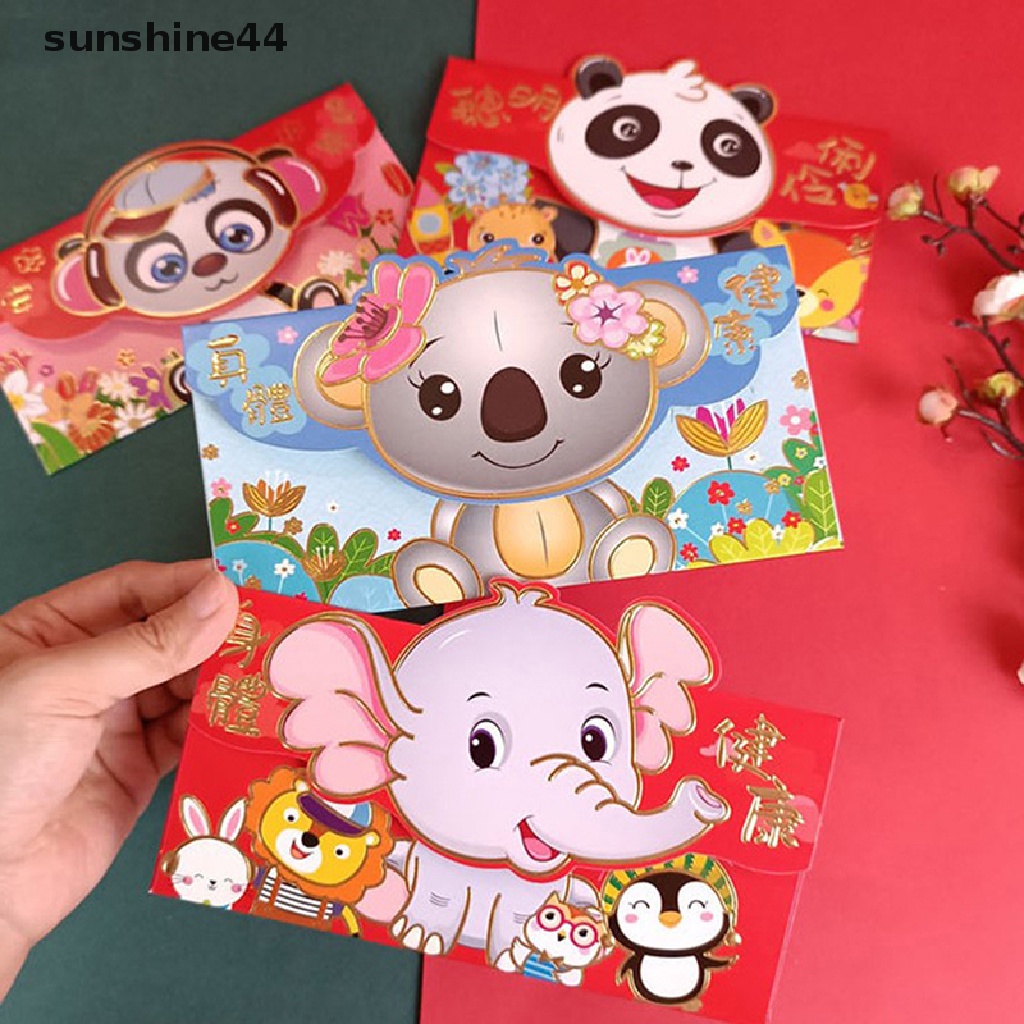 Sunshine 6pcs Amplop Angpao Tahun Baru Cina / Imlek Warna Merah 2022