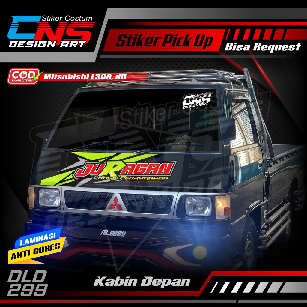 Stiker Decal Kabin Depan JURAGAN all Pick Up L300, Futura/T120ss. New Carry, Granmax, Dll Custom Bis