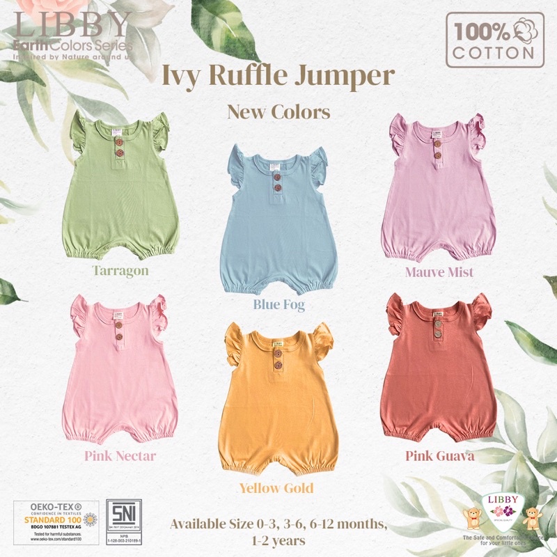 Libby “IVY RUFFLE JUMPER” Romper Libby baby 0-2tahun Earth color series