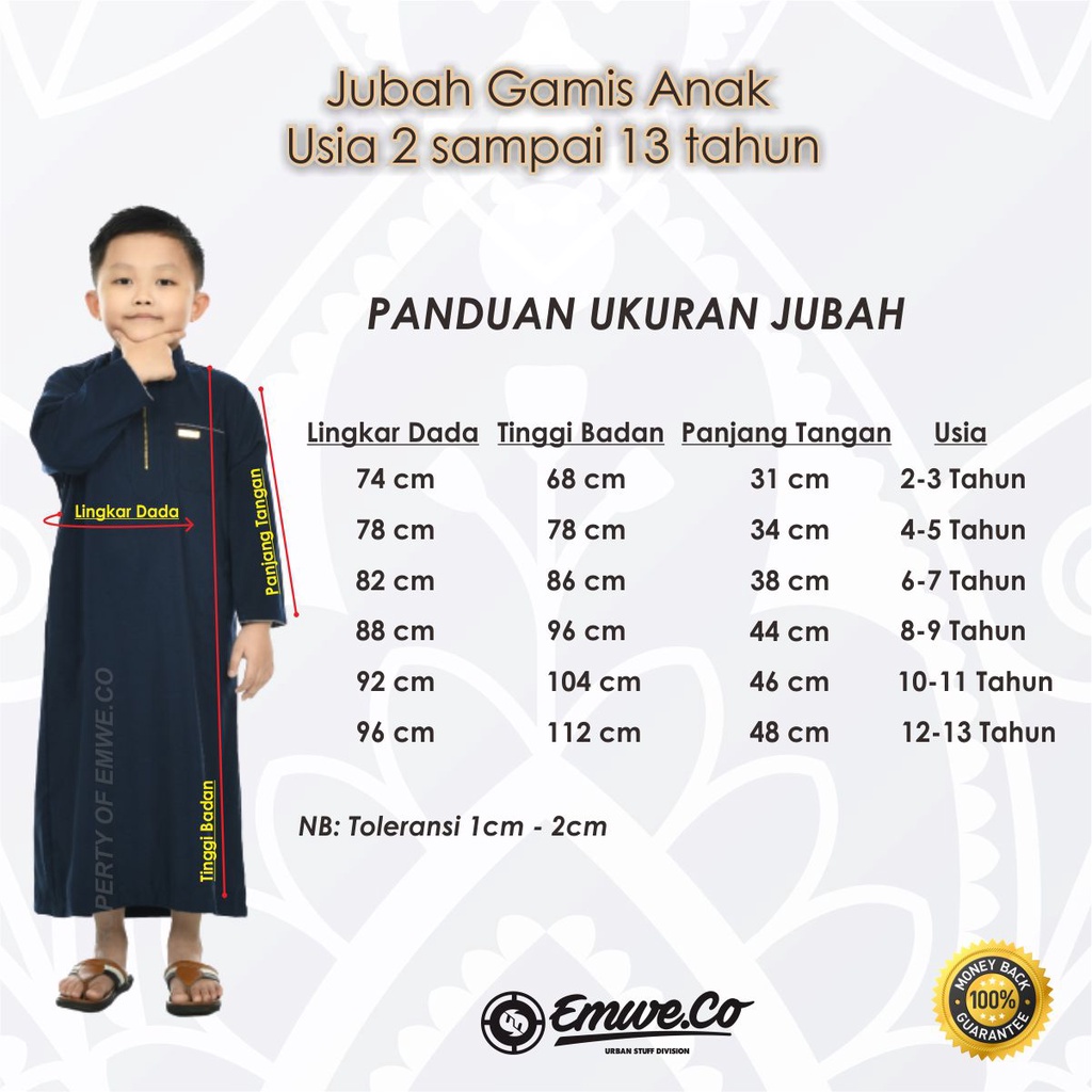 Jubah Anak Laki Laki Motif Polos Gamis Lengan Panjang Untuk Usia 2 Sampai 13 Tahun