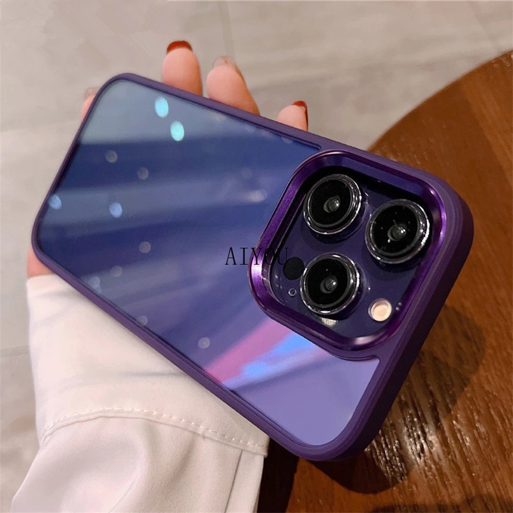 Case Bahan Silikon Akrilik Warna Ungu Untuk iPhone 14 Pro Max 12 11 13 Pro Max XR XS Max X 13 Pro