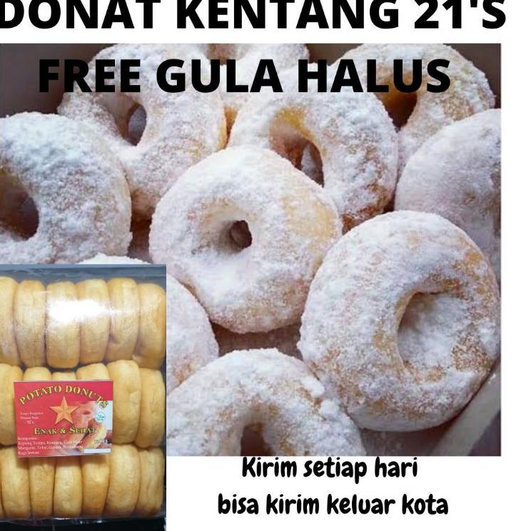 

Star seller--HOME MADE Donat Kentang DONTANG siap goreng gratis gula putih isi 21 & 12 pcs jumbo (600 gr)