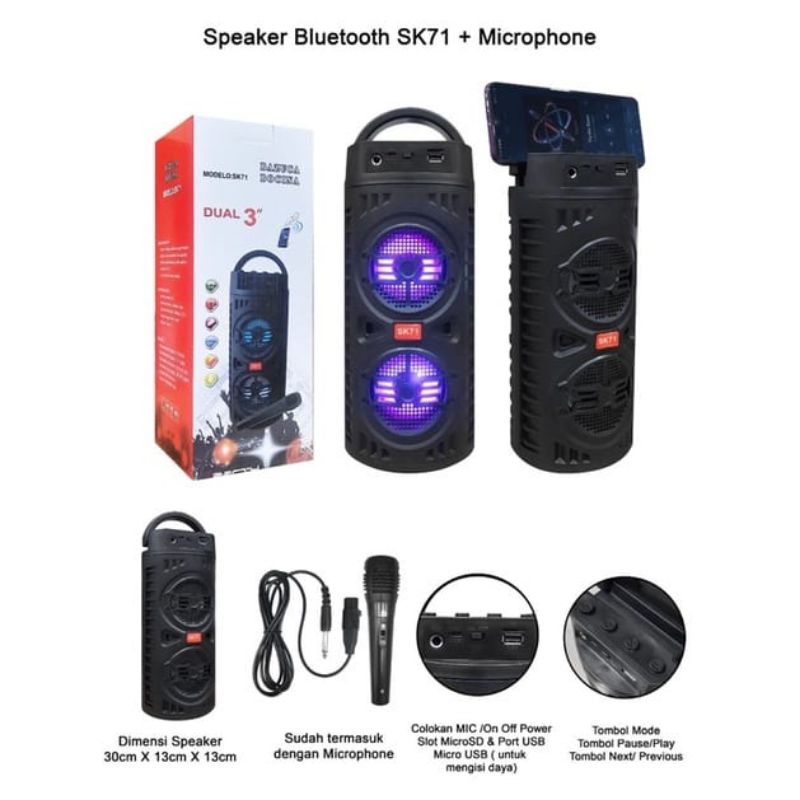 Speaker Portable Bluetooth + Mic SK71