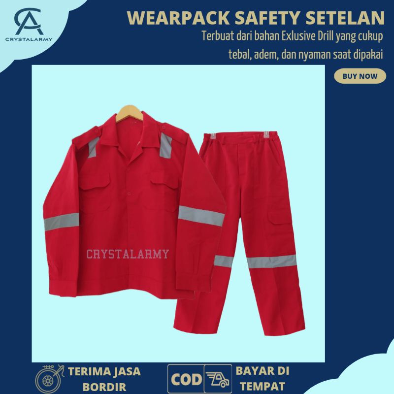 Wearpack safety setelan/ Setelan wearpack Kemeja Celana Safety Katelpak Seragam Proyek