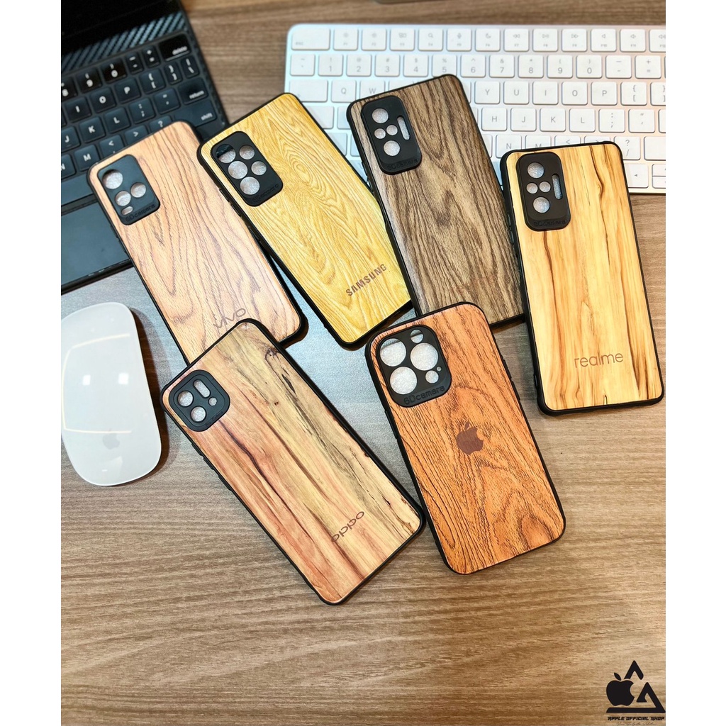 Premium Softcase Wood / Kayu Logo REDMI 9A 9C NOTE 10 PRO NOTE 11 PRO 4G NOTE 11 PRO 5G 10A 9C 10C Soft Case Cover Wooden Art With Logo Silicone Silikon Hardcase