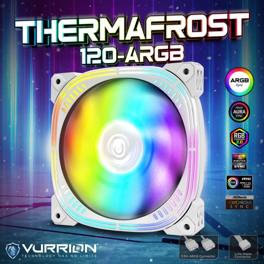 3 Fan ARGB + Controller Thermafrost Vurrion Froze Edition Fan Casing Gaming RGB Fan Case Cooler PWM 120MM 12CM